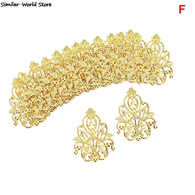 20pcs Wholesale Filigree crafts Hollow Embellishments Findings Jewelry Accessories Bronze Tone ornaments 35mm