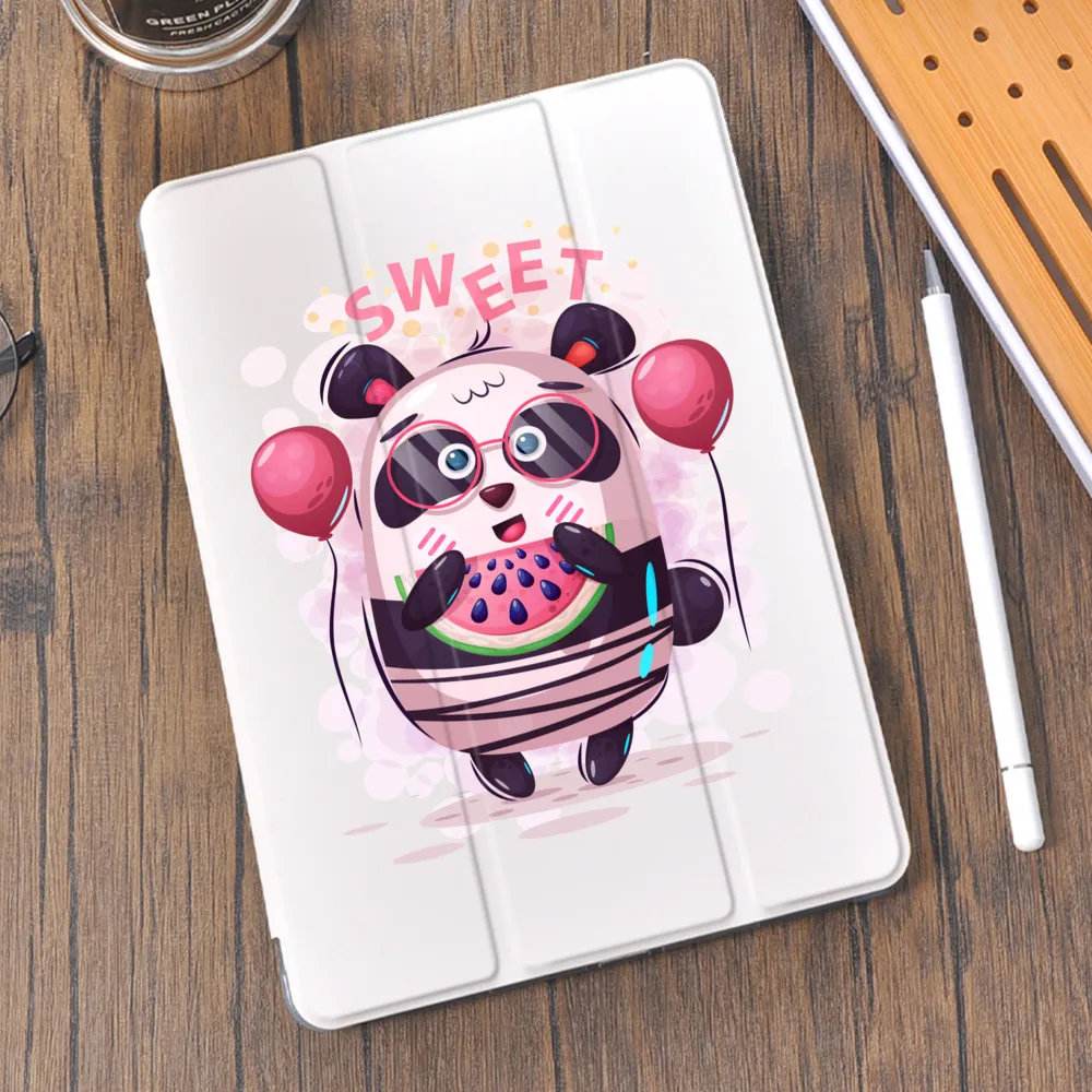 Cute Panda luxury Silicone iPad Case For 10.2  Air 4 Pro 10.9 2020 With Pen Holder 7th 8th Generation 12.9 Pro 2018 Mini 4 5