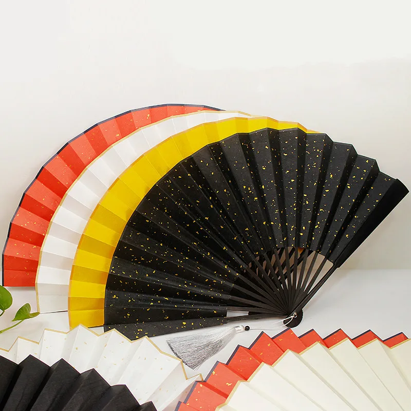 

Artist DIY Silk Folding Fans Colorful Bamboo Hand Fan Ventilateur Calligraphy Ink Painting DIY Cloth Fans with Golden Spots