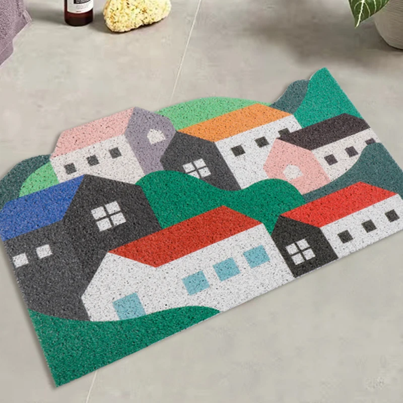 Colorful House Entrance Door Mat Bedroom Bath Kitchen Living Room Carpet PVC Anti-slip Mat Custom Freely Cutting Home Door Mat