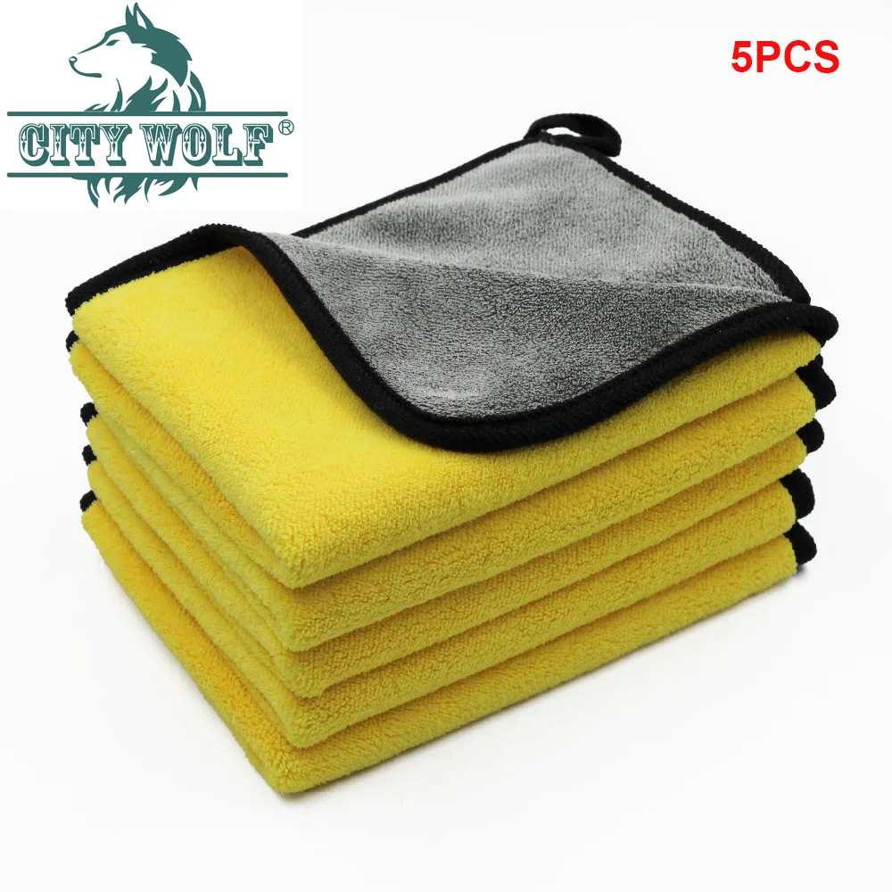 

5PCS Car Wash Thicken Water Absorption Coral Fleece Car Cleaning Towel Double Sided High Density Disk Cleaning Accessory 30x30cm