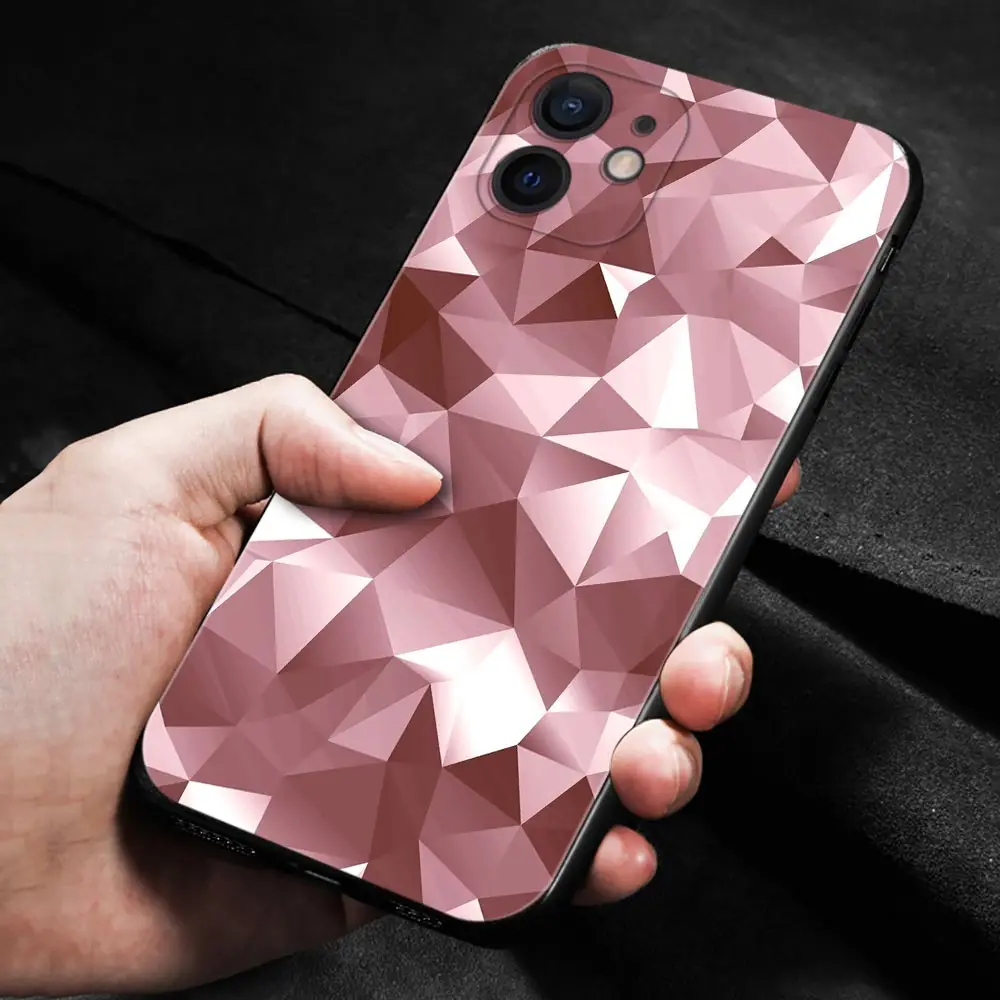 Capa de Silicone para iPhone 15, 14, 13, 12, 11 Pro Max, 15Plus, 14Plus, 13Mini, XS, XR, Capa de Telefone Princesa Rainha, Rosa Dourada, Rosa, Rosa, X, 7, 8