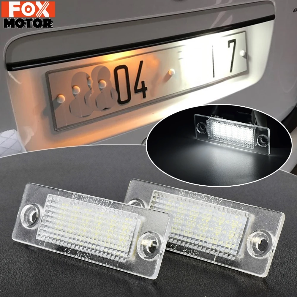 2X Cars LED License Number Plate Lights Lamp For VW Volkswagen Transporter T5 Caddy Touran Golf Passat