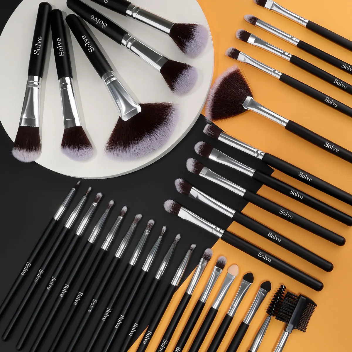 Makeup Brushes, SOLVE 32pcs Professional Makeup Brush Set High Quality Natural Synthetic Hair Makeup Brush Tools Kit