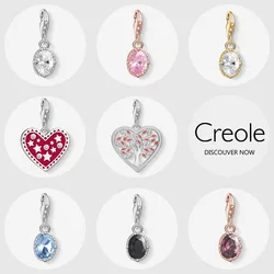 Red Star Heart Tree White Pink Purple Blue Black Oval Stone Golden Charm Pendant,2019 Jewelry Trendy 925 Sterling Silver Gift