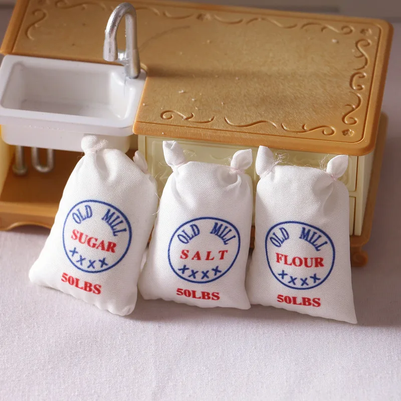 1/3pcs Miniature Kitchen Food Bags 1/12 Scale Flour Salt Potato Package Dollhouse Soft Creative Kitchen Toy Mini Gift For Kids