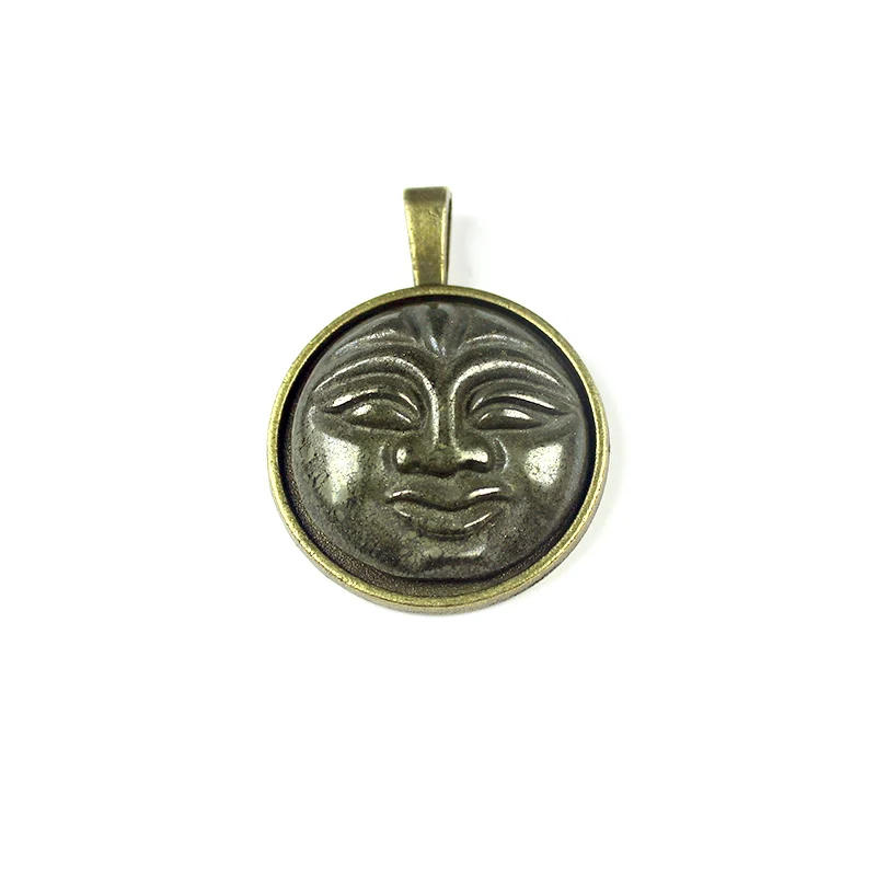 2020 Natural Stone Faceted Iron Pyrite Smiling face pendnats 20mm HTK1018 1pcs/lot