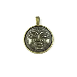 2020 Natural Stone Faceted Iron Pyrite Smiling face pendnats 20mm HTK1018 1pcs/lot