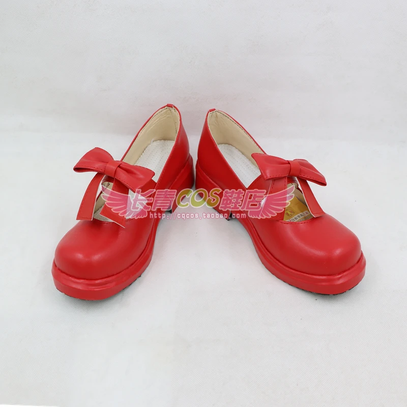 Cardcaptor sakura kinomoto-botas para cosplay, sapatos vermelhos com laço para meninas, sapatos de anime para festa de halloween