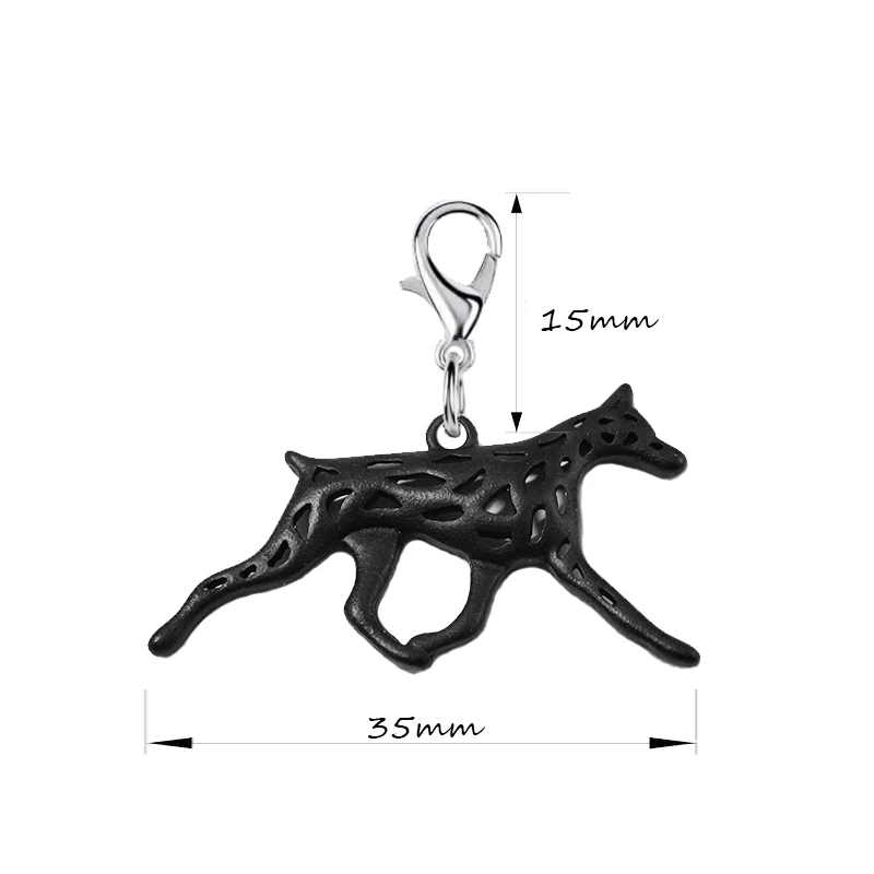 Drop Shipping Handmade Black 3D Doberman Dog Keychain Accessories Key Chain For Women Bag Charm Pendant DIY Key Rings Jewelry