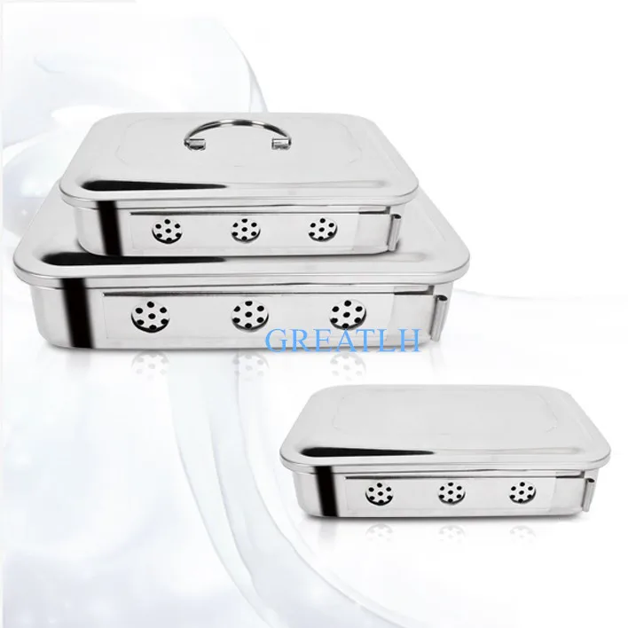 304 thick Stainless steel  Sterilization tray box  square plate with hole cover equipment and surgical instruments