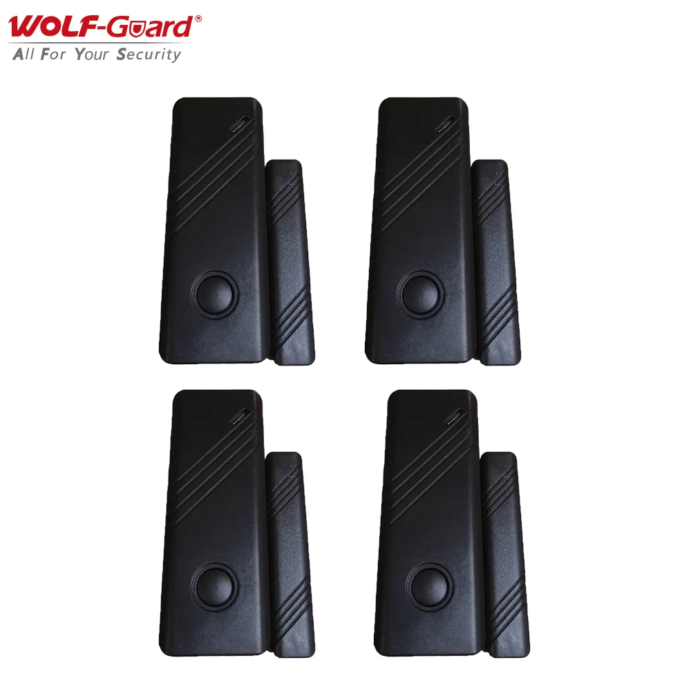 

4Pcs Wolf-Guard Wireless Door Window Contact Sensor Sensitive Detector for Home Security Alarm Burglar System 433MHz Dark Brown