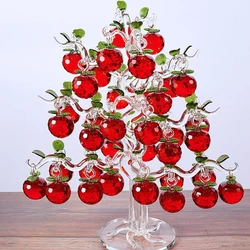 Crystal Glass Apple Tree with 6/10/12/16/18/36pcs Apples Fengshui Craft Home Decor Figurines Christmas Gifts Souvenirs Decor