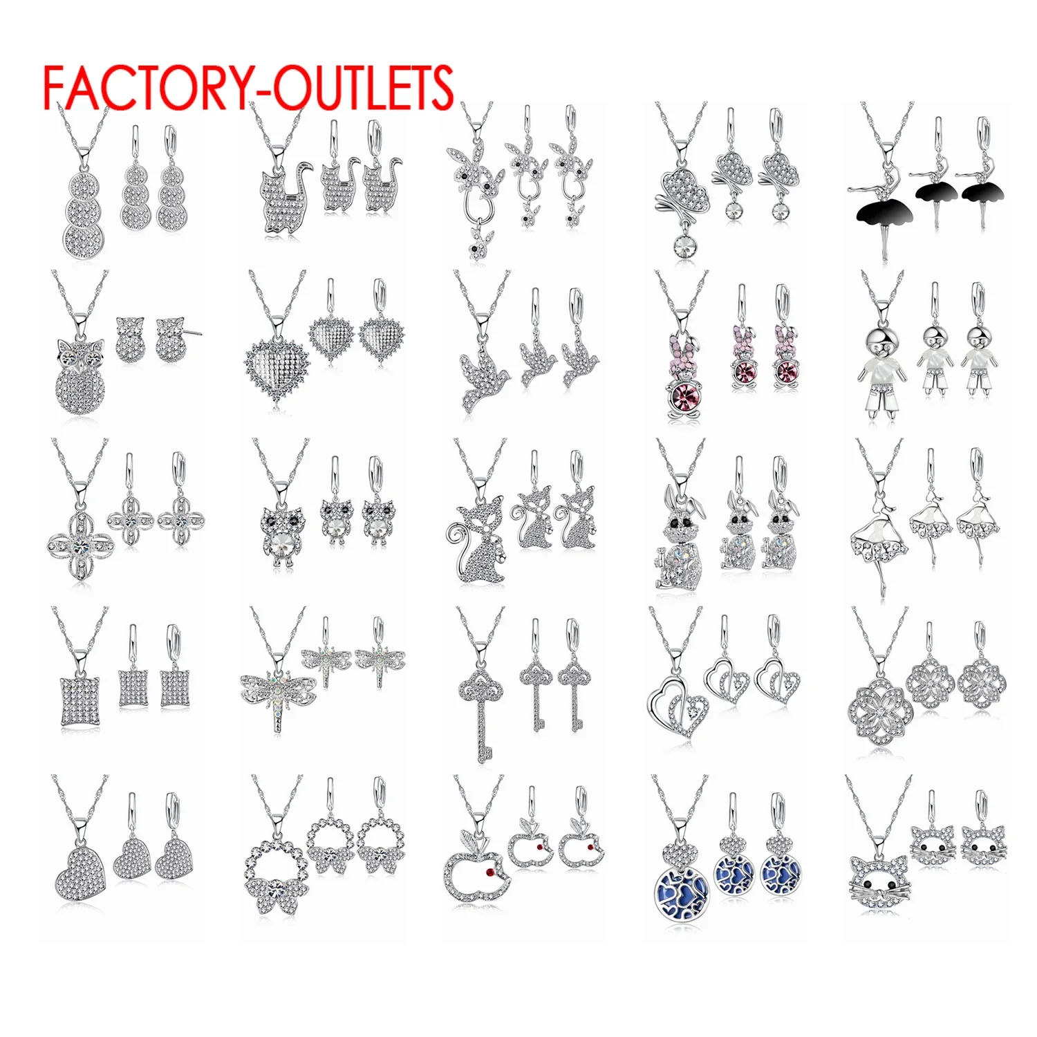 Hot Trendy Genuine 925 Silver Needle Jewelry Sets Top Quality Pendant Necklace Earring For Girls Beautiful Multiple Model