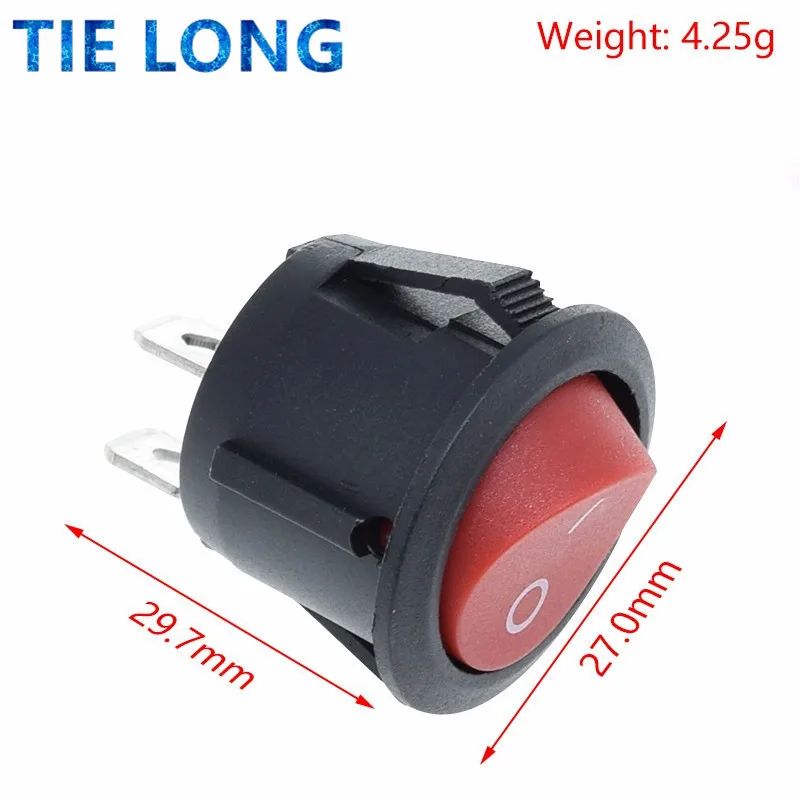 5Pcs Red Black White 20MM ON/OFF Round Rocker Toggle Switch 6A/250VAC 10A 125VAC Plastic Push Button Switch KCD1-105