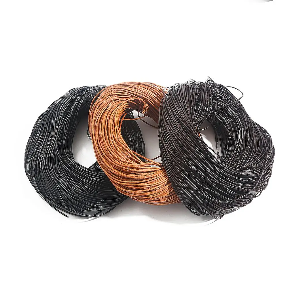 1-6mm Round Leather Rope Cord Dark Brown/Nude/Black Beading Cords Jewelry Findings For DIY Necklace Bracelet Material Supplies