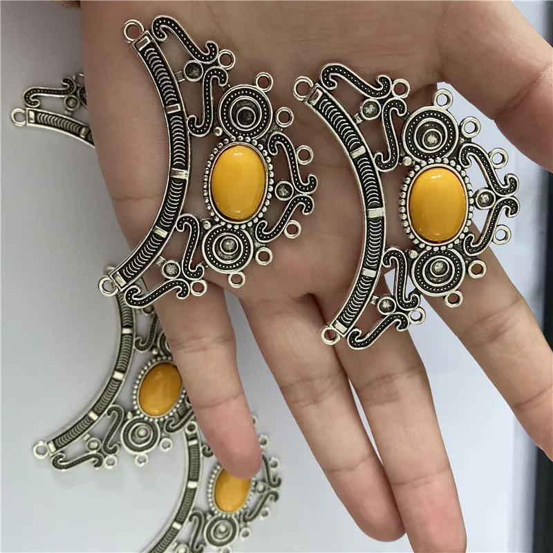 (5piece)Women Bohemia Style Necklace Pendant Alloy Bracelet Charms Connector 64*49*mm Design Jewelry Accessories Crafts 52259