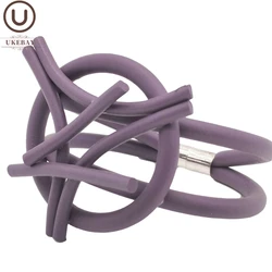 UKEBAY New Purple Bracelets Women Gothic Bracelet Handmade Jewelry Rubber Rope Chains Round Bangles Luxury Design Goth Bangles