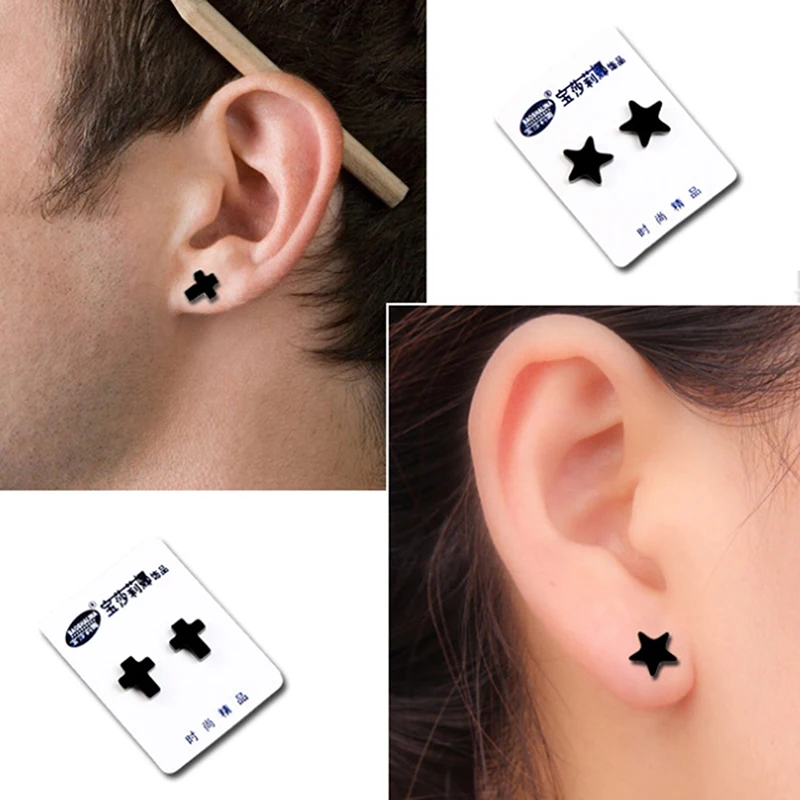 PunK Strong Magnet Magnetic Ear Stud Non Piercing Earring Fake Earring Gift 1 Pair