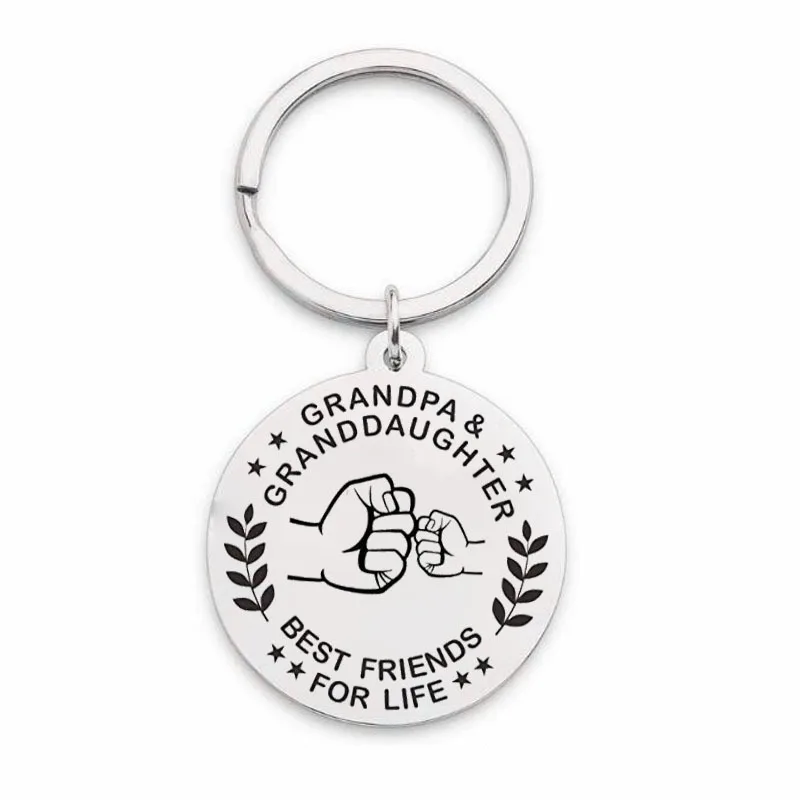 Metal Grandpa Gifts Grandfather Keychain Gifts from Grandson and Granddaughter for Birthday Fathers Day Thanksgiving Day