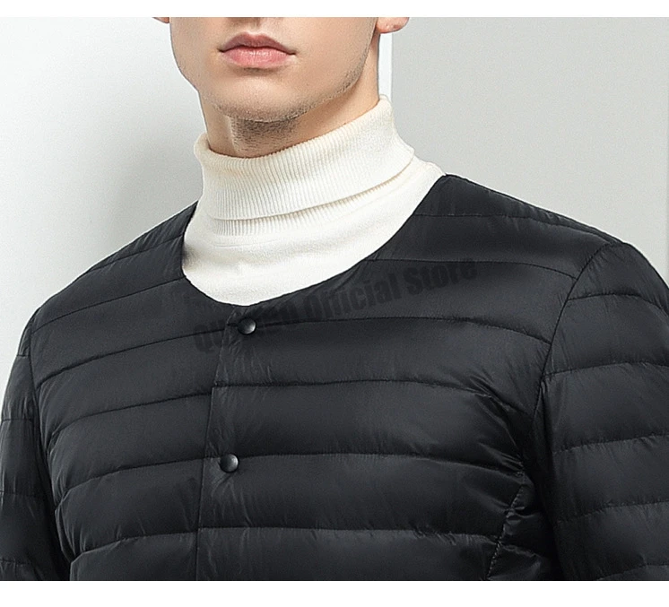 Men's Liner Duck Down Jacket O-neck Variable V-neck 2023 New Men Winter Keep Warm Collarless Ultralight Quilted Puffer Coat
