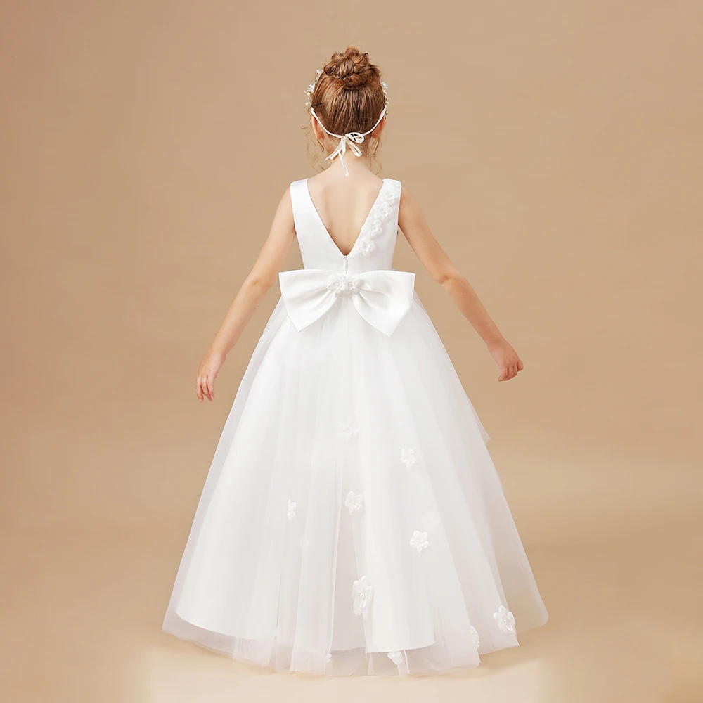 Assymetric Flower Girl Dress For Kids compleanno sera festa cerimonia matrimonio Pageant Ball prima comunione banchetto evento Prom