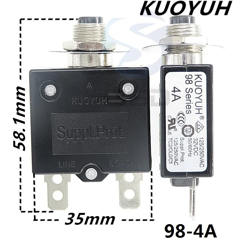 Interruptores de circuito kuoyuh 98 series 4a interruptor de sobrecarga protetor de sobrecorrente