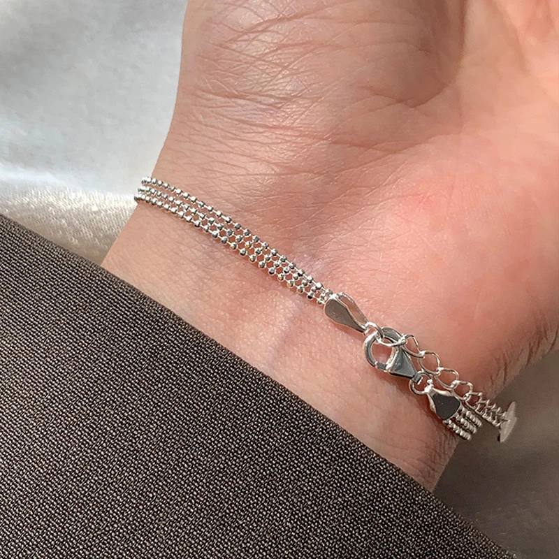 VENTFILLE 925 Sterling Silver Three-layer Flash Beaded Bracelet For Women INS Temperament Girlfriend Gift Jewelry Accessories