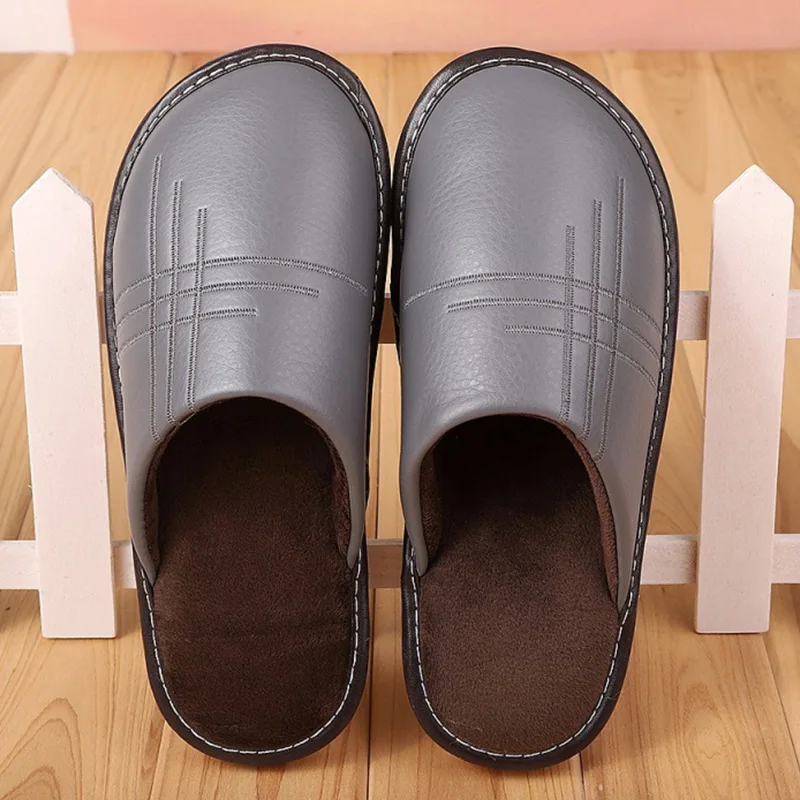 Chinelos macios de pelúcia curta masculina, sapatos de couro interior, chinelos domésticos unissex, moda inverno, plus size 35-46, novo, 2020