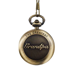 Antique Retro Grandpa Quartz Pocket Watches Bronze Punk Necklace Pendant Unique Art Collectibles Gifts for Grandfather Fob Watch