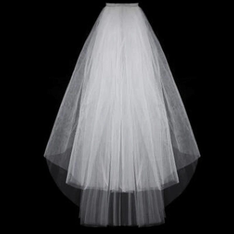 Fashion Wedding Veil Simple Tulle White Ivory Two Layers Bridal Veil Cheap Bride Accessories 75cm Short Women Veils With Comb