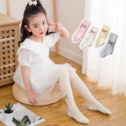 Children's pantyhose summer pure cotton mesh bowknot leggings small and medium-sized children's mesh breathable mosquito socks