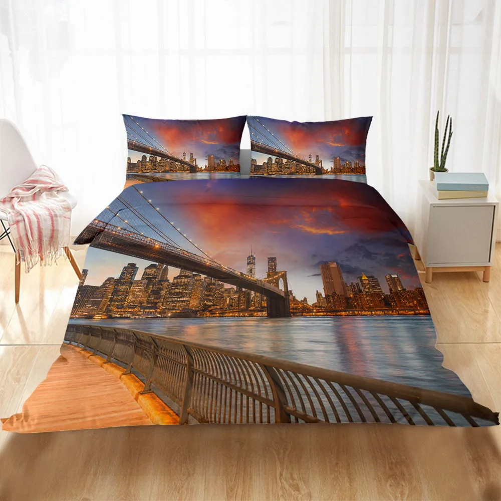 

New Custom Animal Plant Landscape Printed Bedding Quilt Case Pillowcase Bedroom Personality Art Deco Home Textile