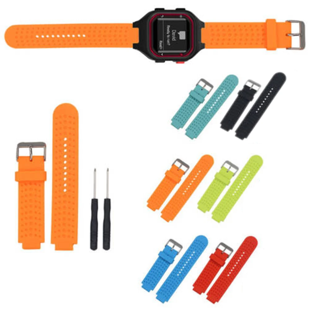 Correa de silicona para reloj Garmin Forerunner 25, repuesto de pulsera suave con herramientas para hombre