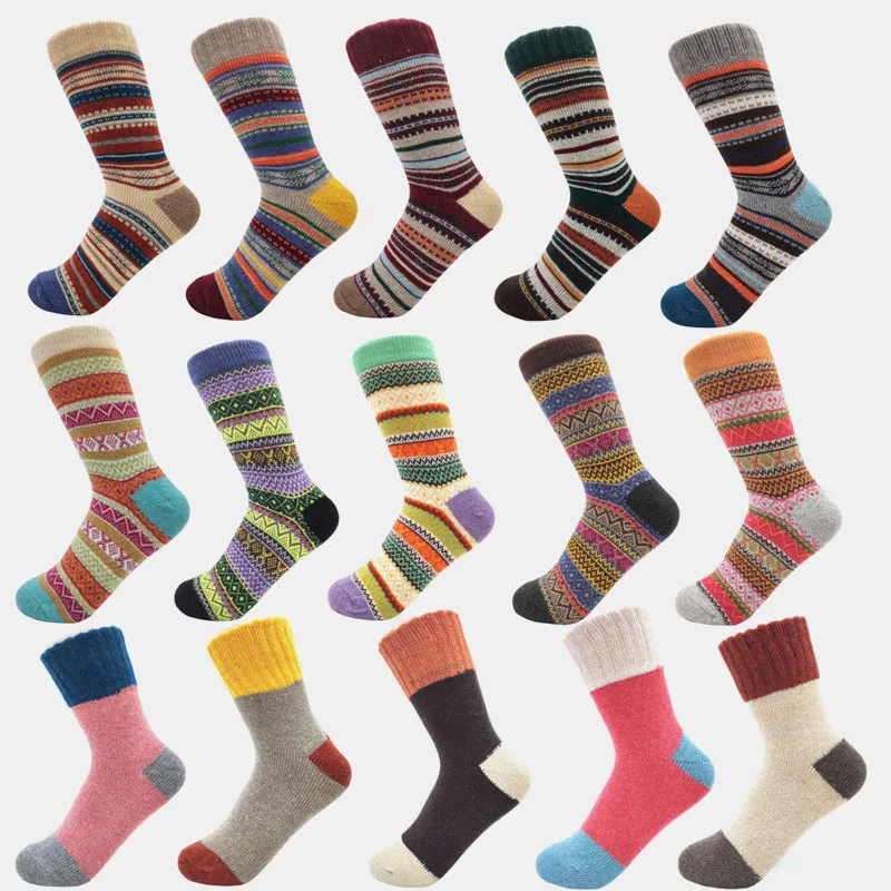 1 pair New Fashion Harajuku High Quality Autumn winter thickened warm women socks Ethnic wind super thick comfortable wool socks