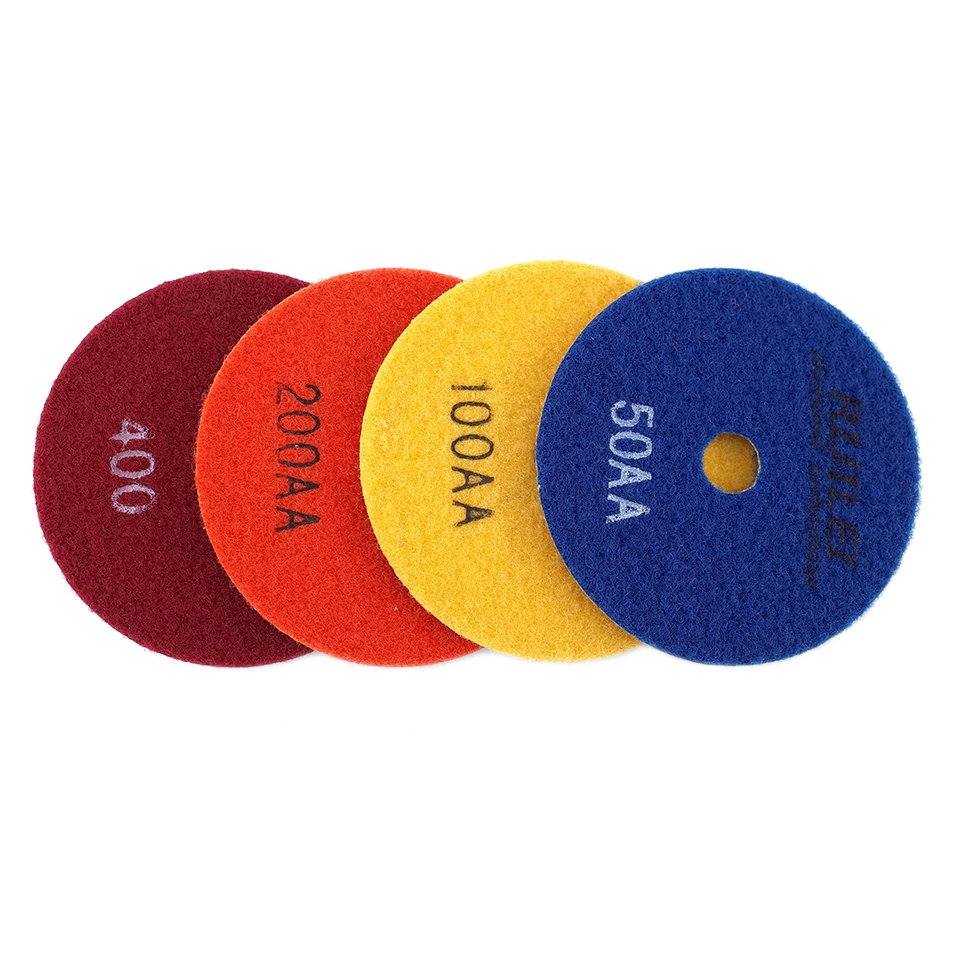 Imagem -02 - Rijilei-bonded Diamond Polishing Pads Disco de Moagem Cobre Metal Concreto Granito Mármore Pedra Molhado Seco 100 mm Pcs
