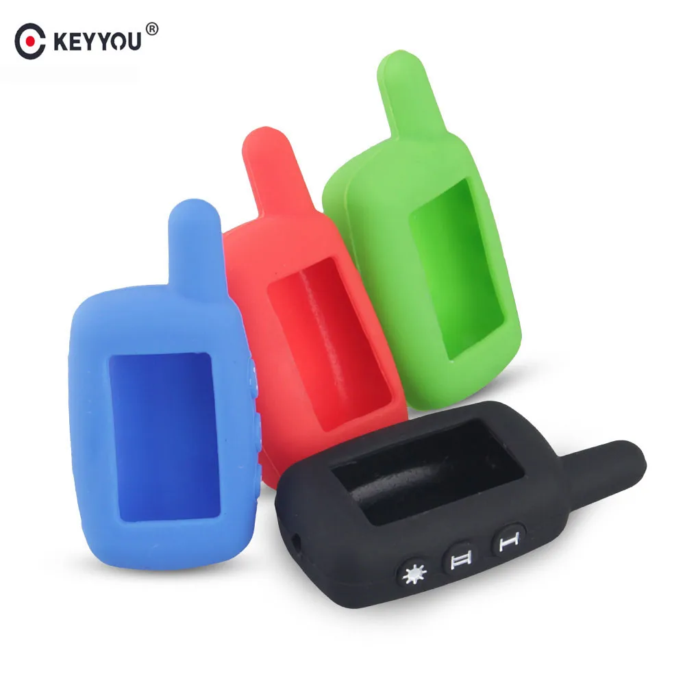 KEYYOU Silicone Rubber Key Case for Starline A6 A9 A8 Two Way Car Alarm LCD Fob Remote Controller keychain Cover Holder