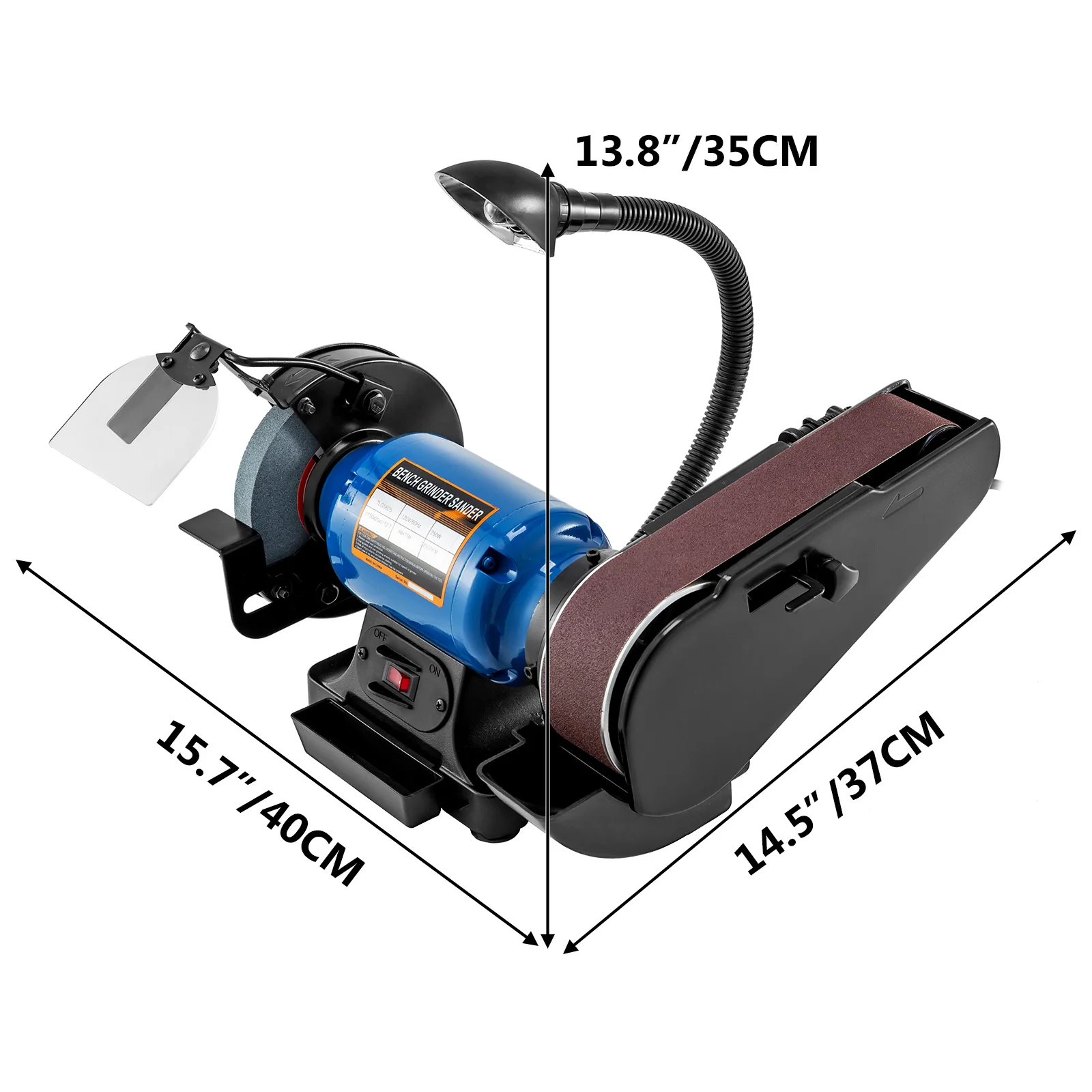 VEVOR 6Inch Desktop Grinding Wheel Belt Machine 250W with Lamp Knife Polishing Bench Woodworking Grinding Table Disc Belt Sander