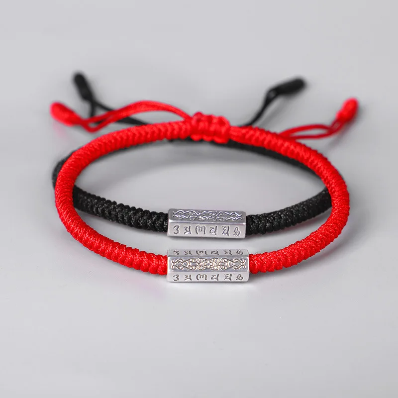 Tibetan Buddhist Six-Word Mantra Bracelet Handmade Knots Rope Adjust Bracelet For Women Men Bracelets