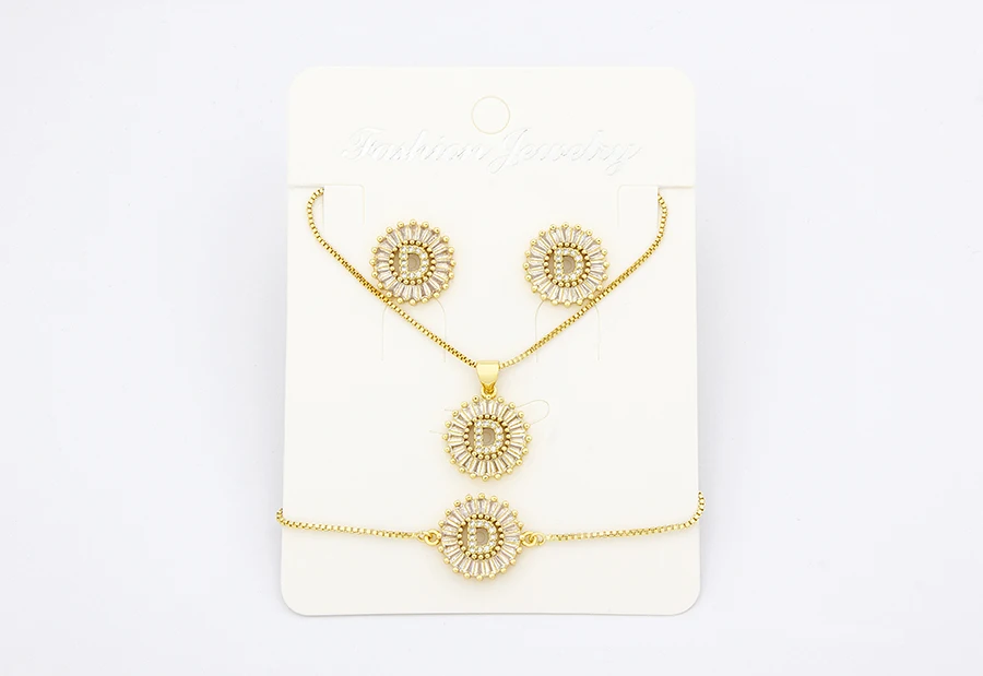 Nidin Heißer 26 Buchstaben Schmuck Sets Halskette + Ohrringe + Armband Für Frauen Initial Alphabet Charme Kupfer Zirkon Party hochzeit Geschenk – Detail 26