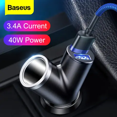 Baseus 듀얼 USB 차량용 충전기, 아이폰, 삼성, 샤오미 미, 3.4A 고속 충전 차량용 휴대폰 충전기 어댑터