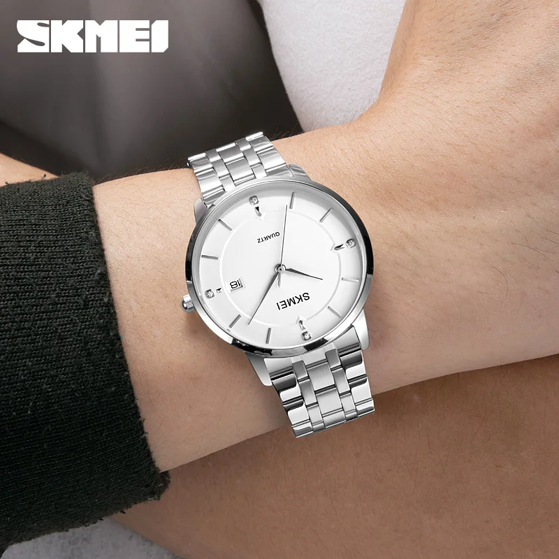 SKMEI Men Quartz Watches Waterproof Shockproof Stainless Steel Strap Clock Watch Fashion Simple Business Male Wristwatches 1801