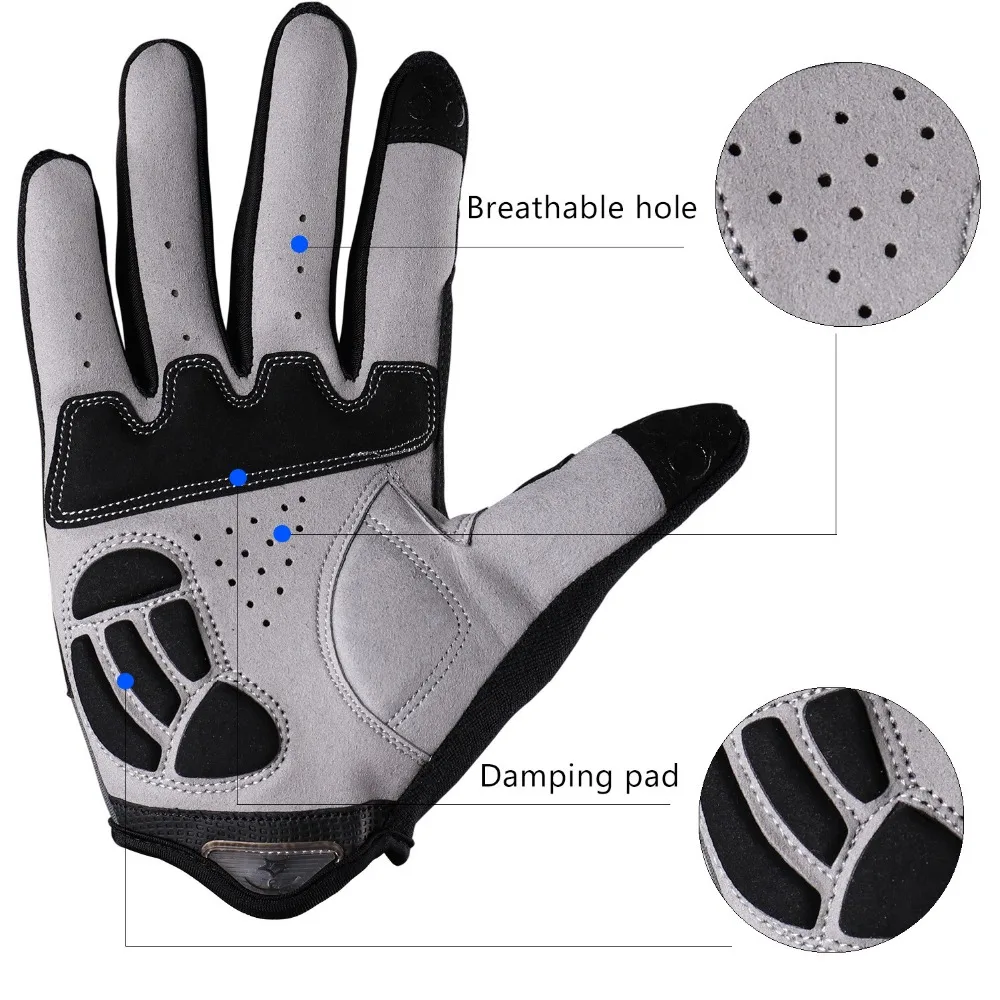 ROCKBROS Cycling Gloves Sponge Pad Long Finger Motorcycle Gloves For Bicycle Mountain Bike Glove Touch Screen MTB Gloves