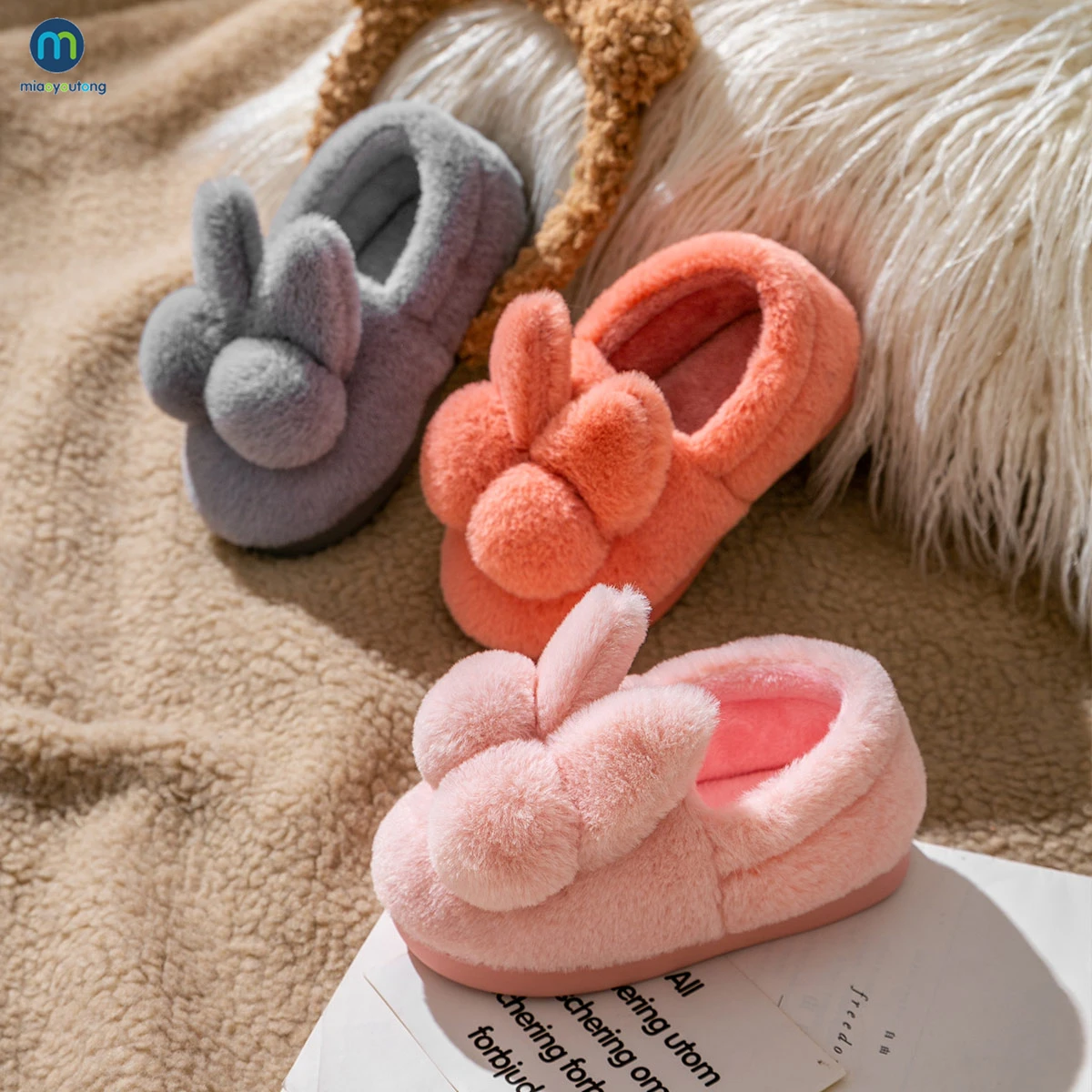 Children Indoor Slippers For Home Soft Slippers Girls Winter Warm Fluffy Kids Shoes Mum Dad Floor Baby Slippers Boys Miaoyoutong