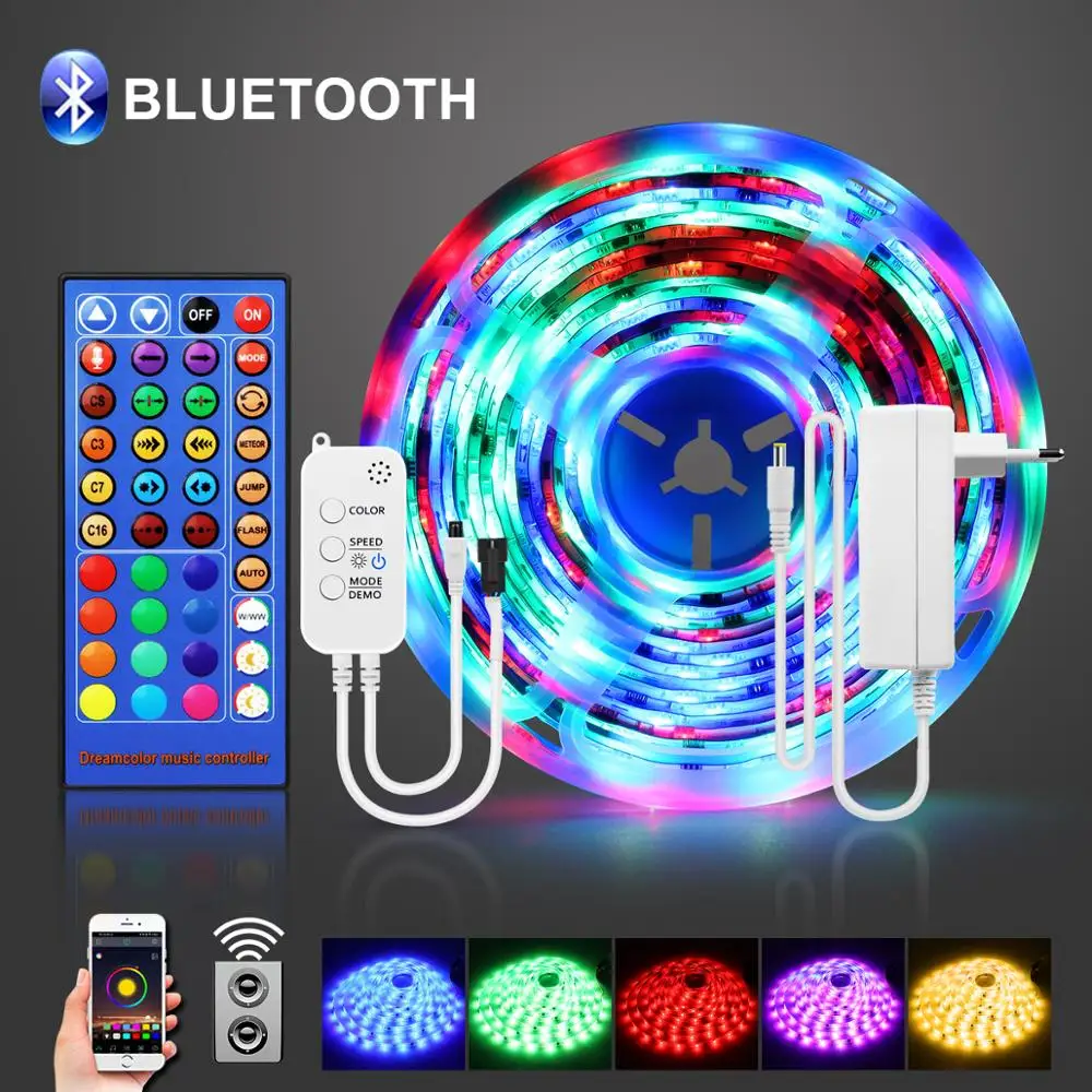 

DIY 5M 10M WS2811 Programmable Pixels LED Strip lights RGB 5050 Voice Music Sync Bluetooth Controller For Party Decor