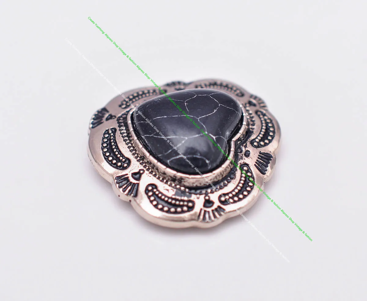10X Silber Indische Blume Kunst Echt Grün Liebe Herz Türkis Leathercraft Haar Zubehör Nähen Schaft Taste Concho Verschluss – Detail 23