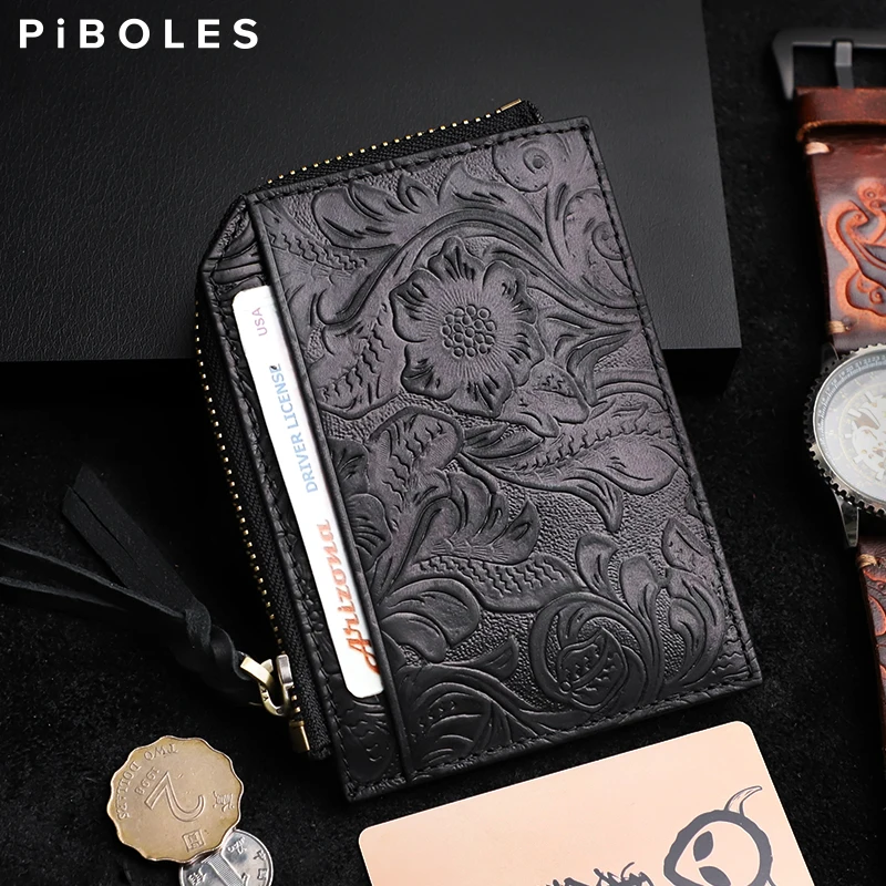 Ultra Thin Women Men Credit ID Card Holder Genuine Leather Zipper Fashion Small Wallet Money Bag Case Coin Purse Clip Organizer