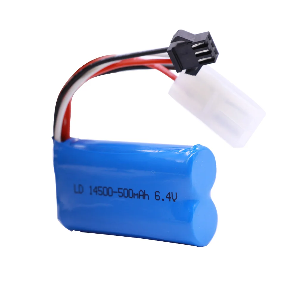 6.4V 500mah 14500 15C Li-ion Battery for RC toys Car Boat Turcks 6.4 V battery SM-2P JST-2P EL-2P L6.2-2P Plug