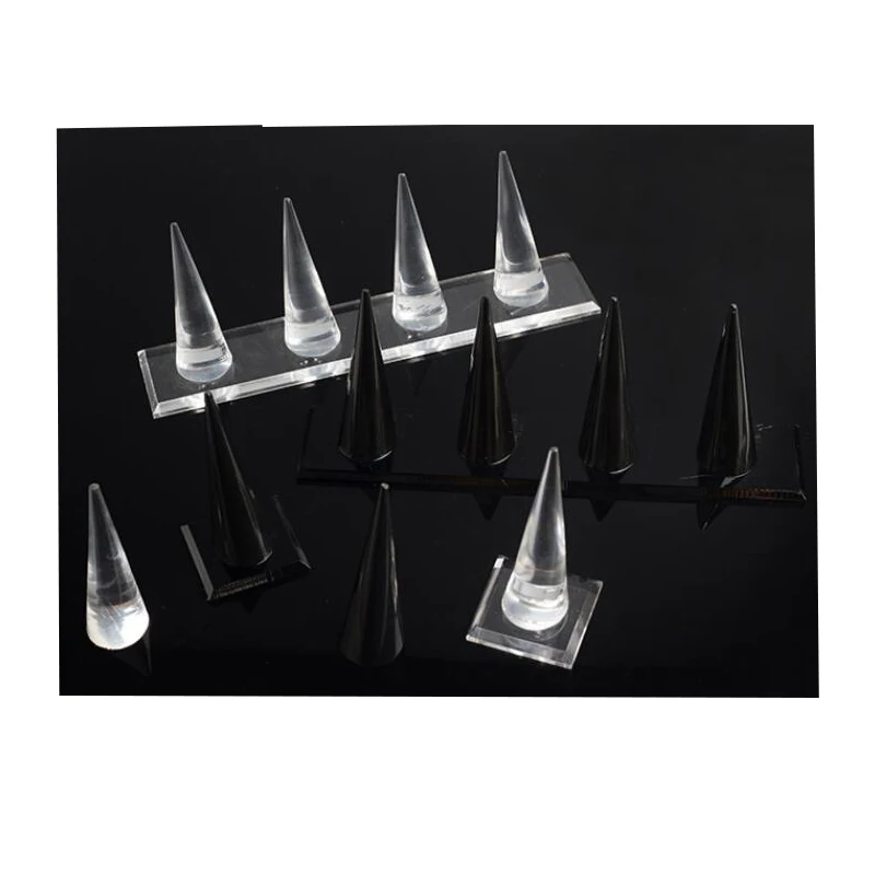 Conical Solid Finger Cone Display Stand, Holder for Rings, Acrylic Display Showcase, Jewelry Organizer, 4 Bits, Hot Sale