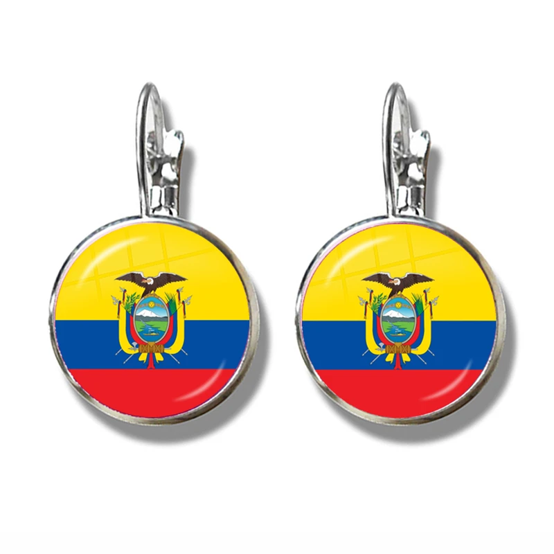 The Commonwealth of Dominica,Saint Lucia,Saint Vincent and the Grenadines,Barbados,Grenada,Ecuador Flag French Hook Earrings